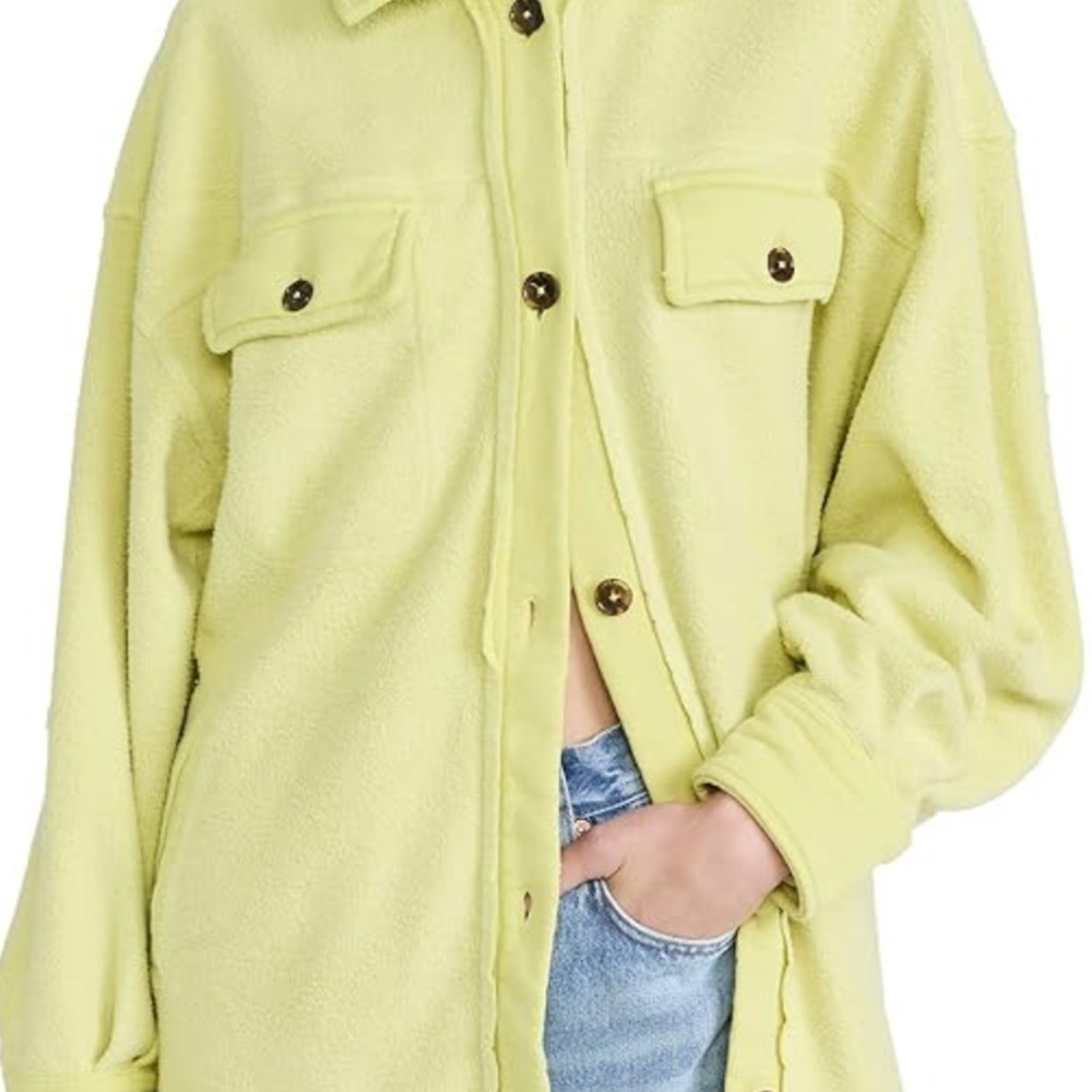 Free People Lime Green Fleece Jacket-S